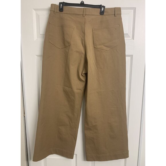 M.M. Lafleur N.Y. Wide Leg Organic Cotton Elastane Pants Dark Tan Size 16 (Plus) - Picture 3 of 7